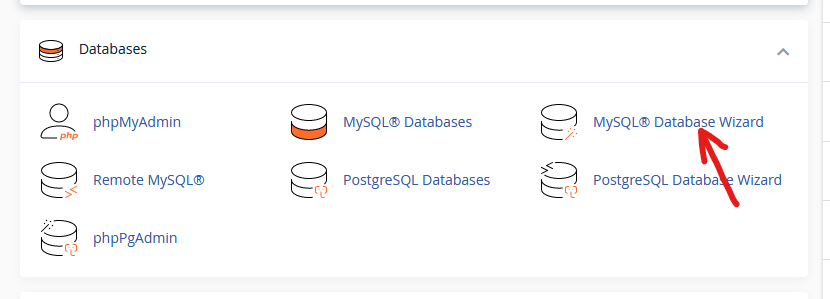 Chọn "MySQL Database Wizard"