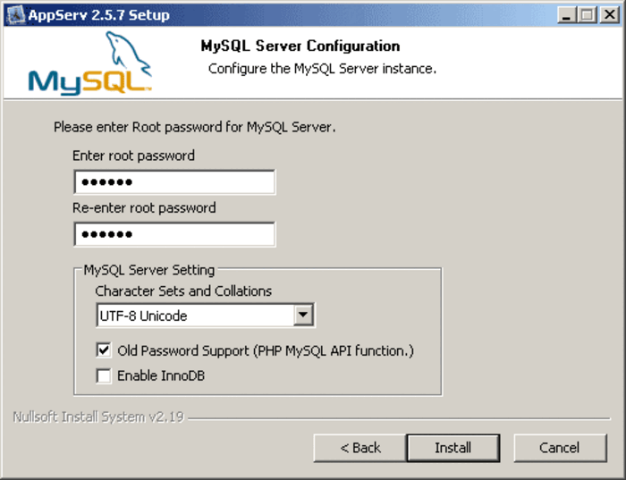 Cài đặt lại cấu hình MySQL